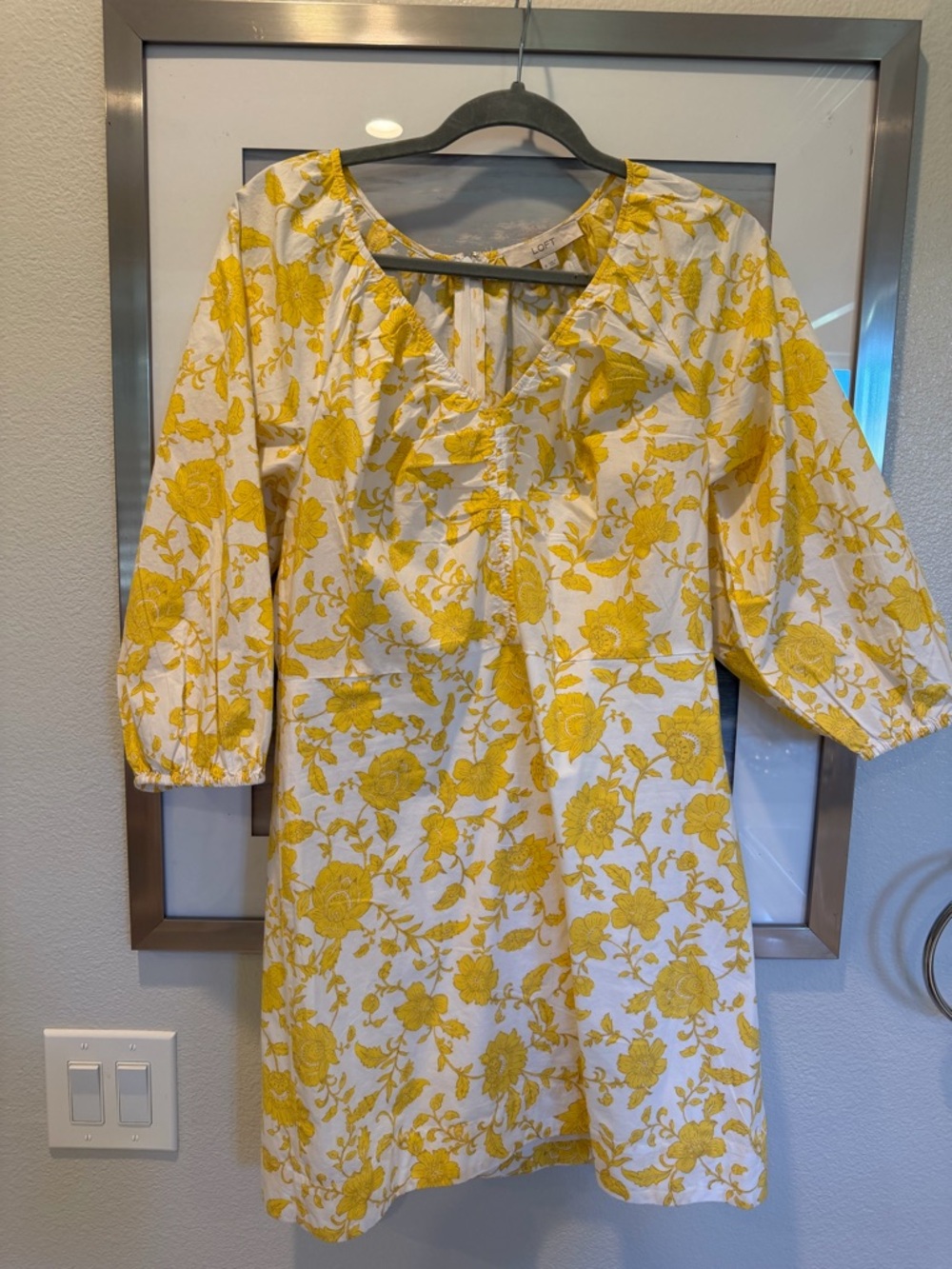 LOFT White and Yellow Floral Tunic Dress